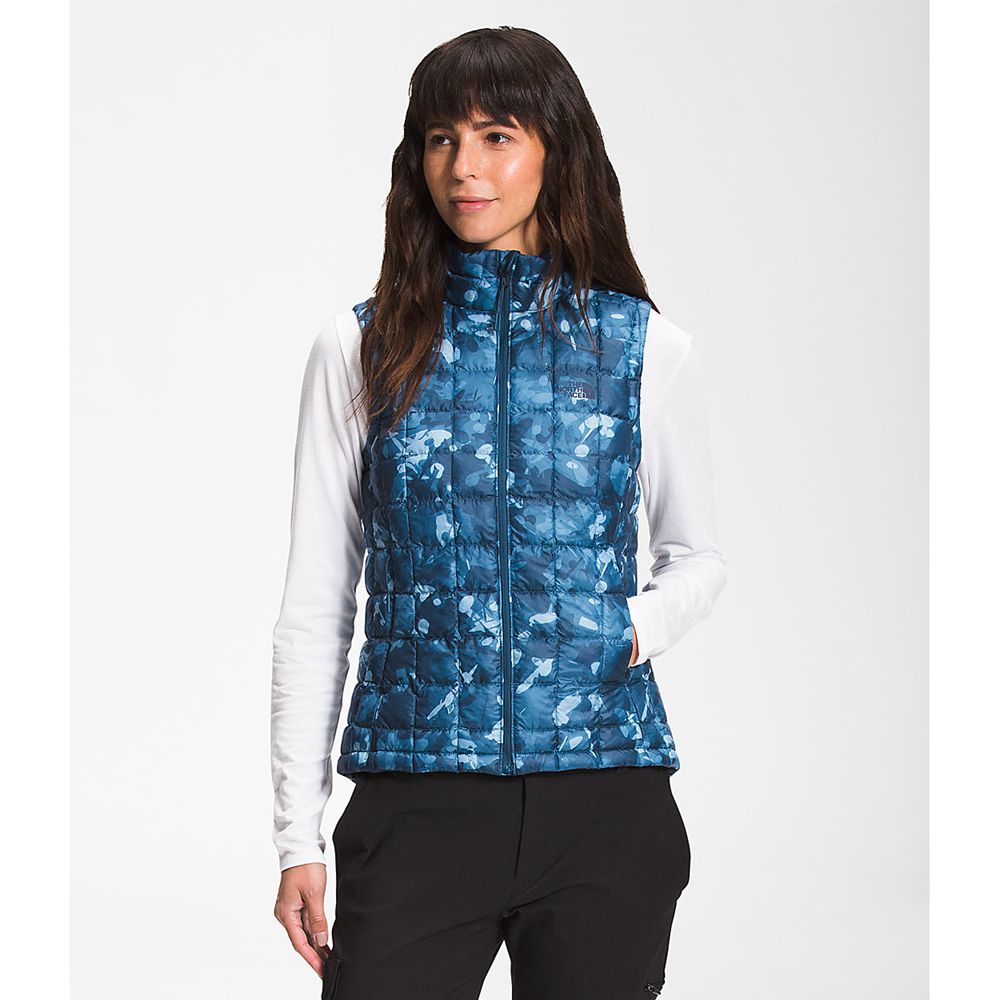 The North Face Vests Womens Australia - The North Face Printed Thermoball™ Eco Blue Packable/Stowabl